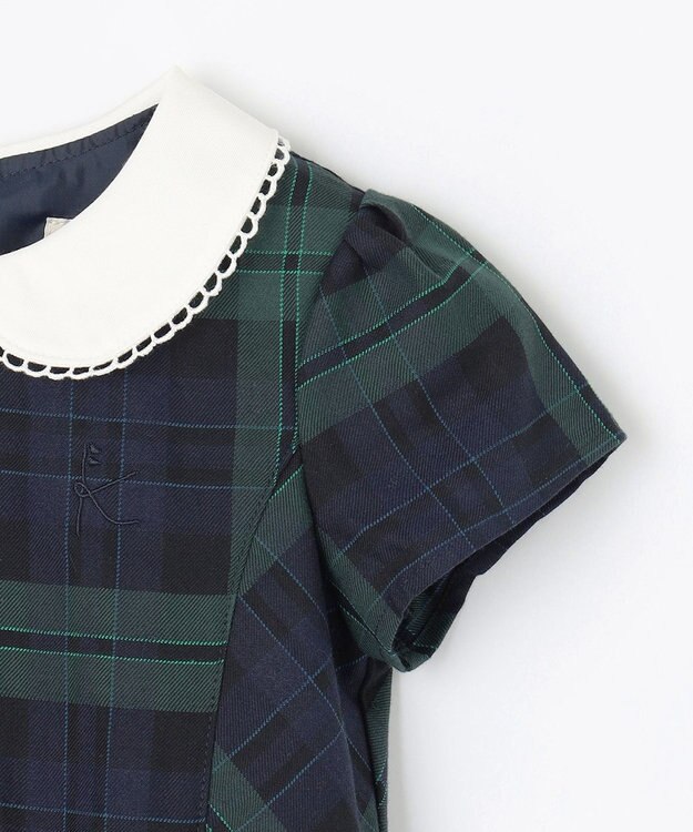 組曲 KIDS 【110-140㎝】クラシックチェック ワンピース グリーン系3