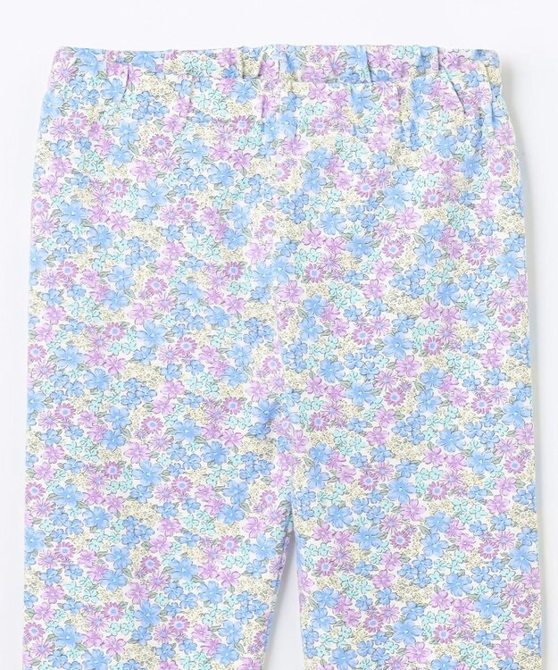 ANY KIDS フラワ ープリント レギンス サックスブルー×小花