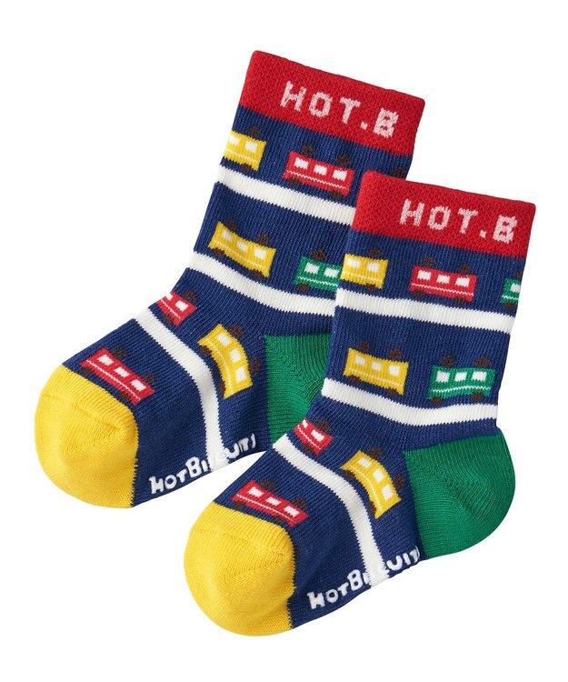 MIKI HOUSE HOT BISCUITS 【9-19cm】 クルー丈 ソックスパック2足セット ブルー