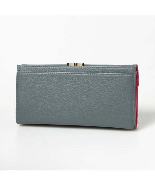 UNBILLION perche カラーコンビレザーかぶせ外がま口長財布 グレー