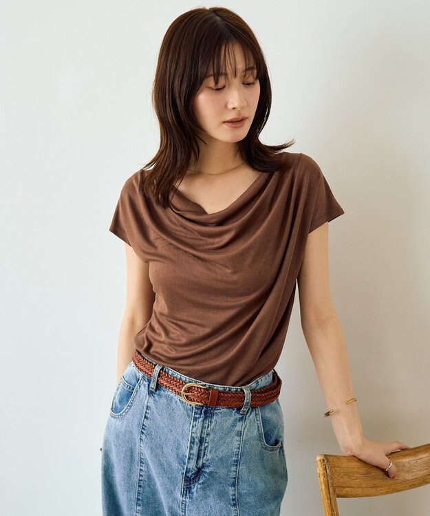 YECCA VECCA 【接触冷感】ドレープカットトップス Brown