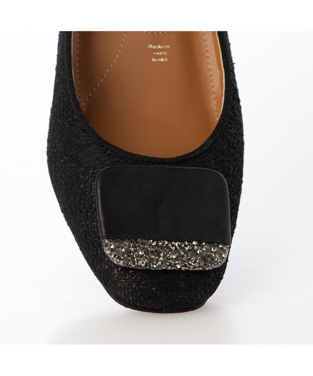 MODE ET JACOMO <MODE ET JACOMO>メタリックアクセント スクエアパンプス ブラックキジ