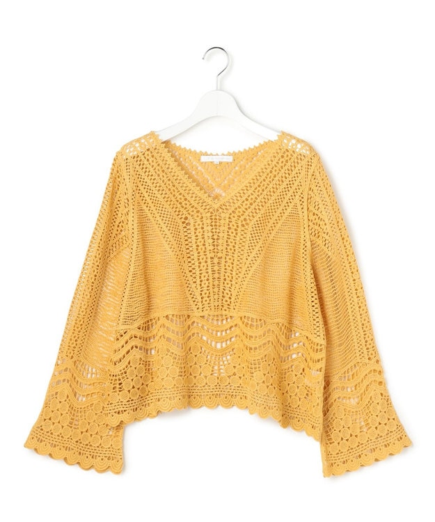 23区 【GOLD LABEL】コットンレーシー ニット マスタード系