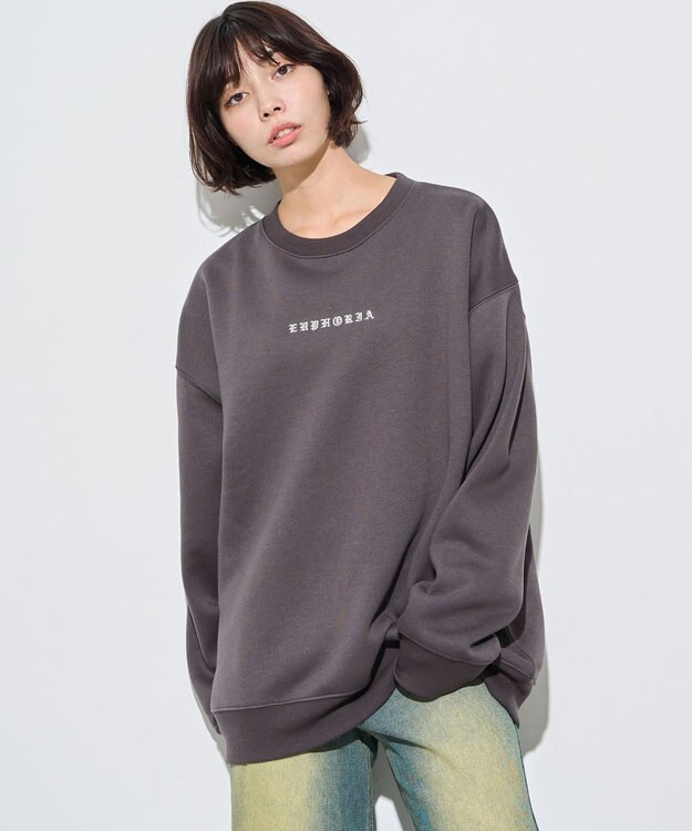 WEGO 【ユニセックス着用ITEM】アーチバックロゴグラフィックプルオーバー ブラック中濃色