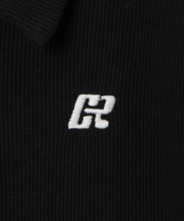 WEGO ワンポイント刺繍WZIP長袖トップス ブラック