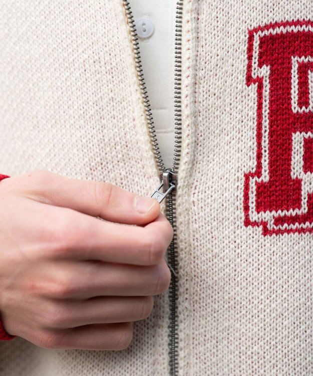 WEGO 【ユニセックス着用ITEM】グラフィックZIPニットブルゾン レッドその他