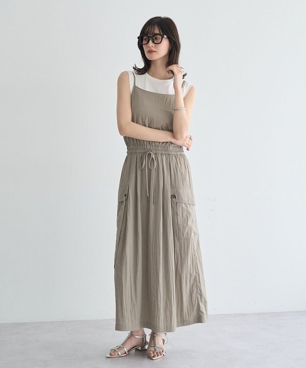 YECCA VECCA 【UVカット/遮熱/接触冷感】COOLカーゴキャミワンピース Gray Beige