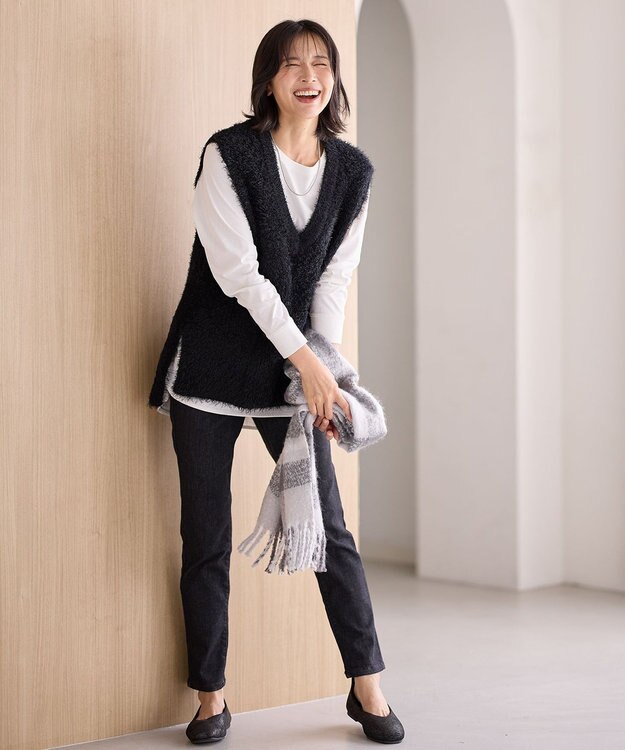 ANY L 【ウエストゴム/ストレッチ】ウルトライージーデニムパンツ ブラック