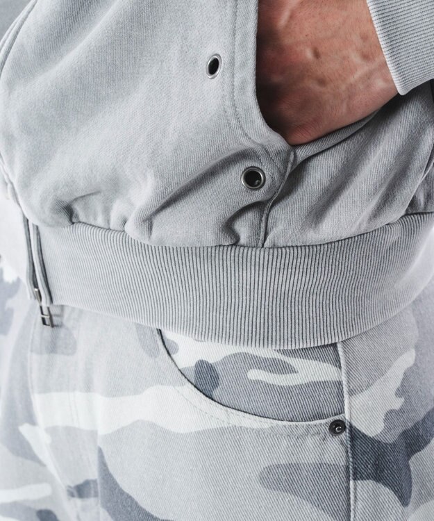 WEGO 【ユニセックス着用ITEM】ブリーチハトメZIPパーカー グレー