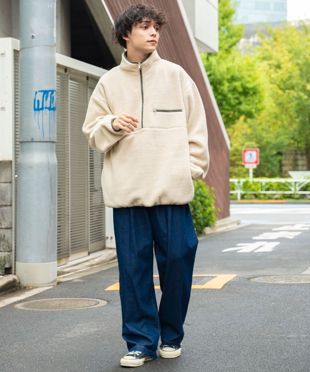 WEGO フリース ハーフZIPプルオーバー ベージュ