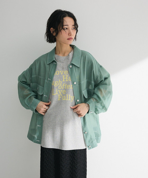 Green Parks ・ＥＬＥＮＣＡＲＥ　ＤＵＥ　カラーステッチシアーＧジャン Green