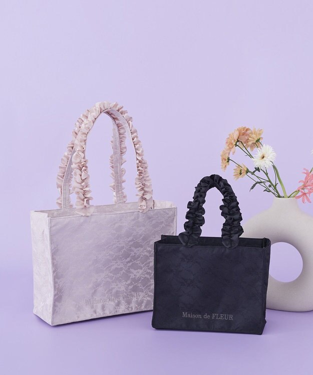 Maison de FLEUR レースフリルハンドルスクエアトートMバッグ Light Pink
