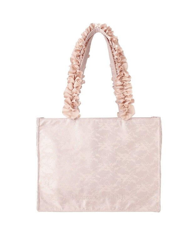 Maison de FLEUR レースフリルハンドルスクエアトートMバッグ Light Pink
