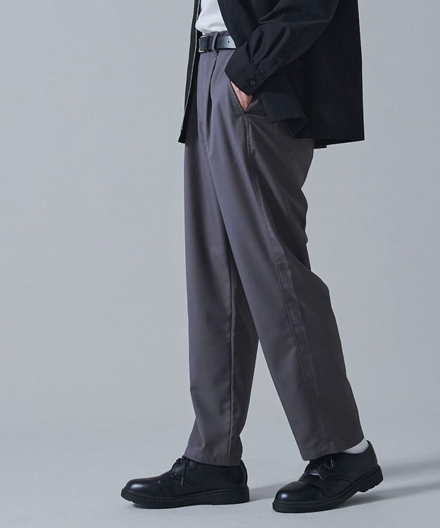 WEGO ベルト付きテーパードスラックス グレー