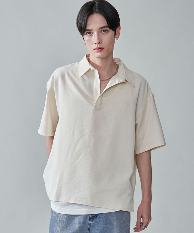 WEGO リネンライクスキッパーシャツ（SS） オフホワイト