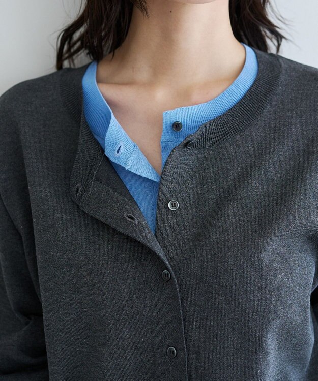 YECCA VECCA 2wayレイヤードクルーネックカーディガン Charcoal Gray