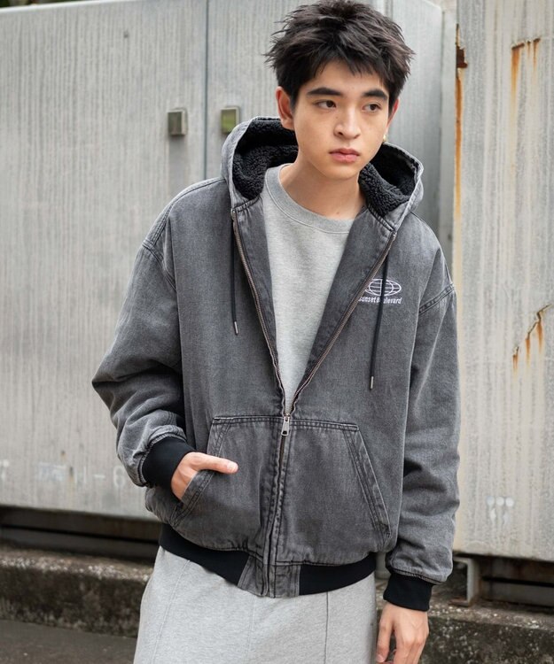 WEGO 【ユニセックス着用ITEM】ワーカーズボアフードブルゾン ブラックその他