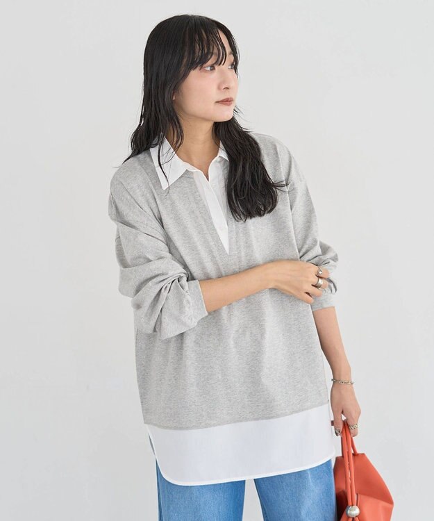 Green Parks 衿レイヤードッキングチュニック Gray Mixture
