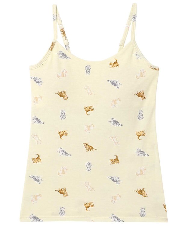 une nana cool 猫プリント カップ付きキャミソール WH