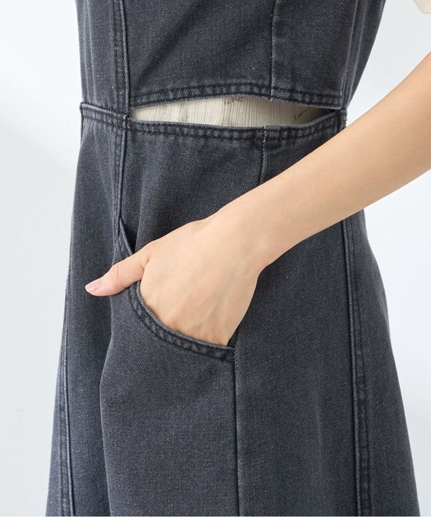 earth music&ecology サイドカットデニムキャミワンピース Black