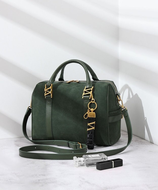 style code 【VerdeVari/ヴェルデヴァリ】スエードボストンバッグ ダークグリーン