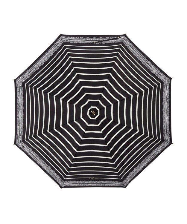 MOONBAT 【雨傘】ランバン　オン　ブルー (LANVIN en Bleu) ボーダー レース 長傘 ブラック