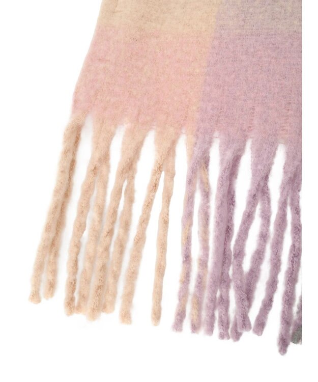 Green Parks ・ｆｕｒｒｙ　ｒａｔｅ　グラデーションチェックマフラー Pink