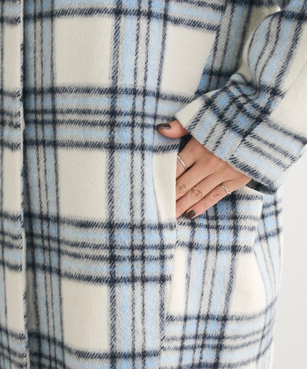 Green Parks シャギーノーカラーコート Blue