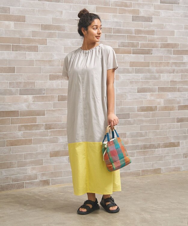 J.PRESS YORK STREET 【WOMEN】バイカラー ワンピース ライトグレー系1