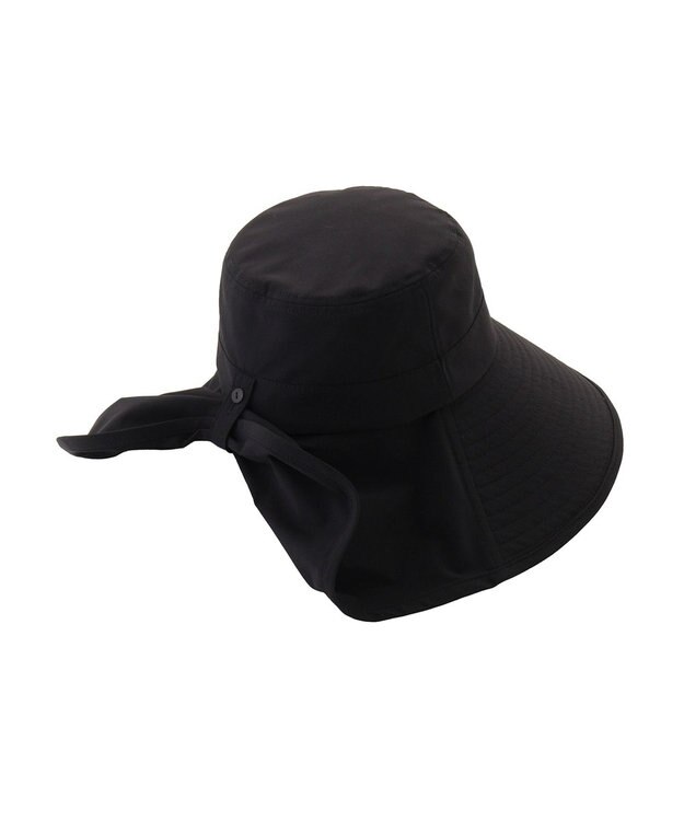 MOONBAT 【遮光100％/遮熱/UVカット】PAUL&JOE ACCESSOIRES(ポール&ジョー）後ろ垂れ 広つばハット 帽子 サイズ調整可能 手洗い可能 ブラック