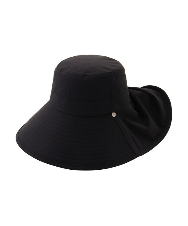 MOONBAT 【遮光100％/遮熱/UVカット】PAUL&JOE ACCESSOIRES(ポール&ジョー）後ろ垂れ 広つばハット 帽子 サイズ調整可能 手洗い可能 ブラック