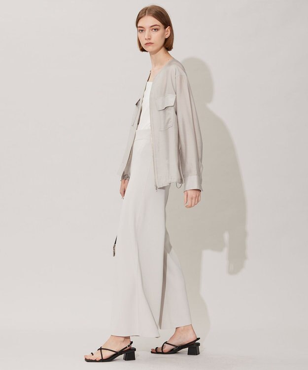 ICB リヨセルナイロンワッシャー ノーカラーブルゾン トープ系