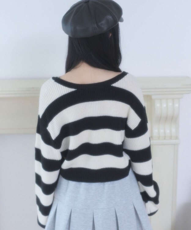 WEGO リボンカーディガン ブラックボーダー