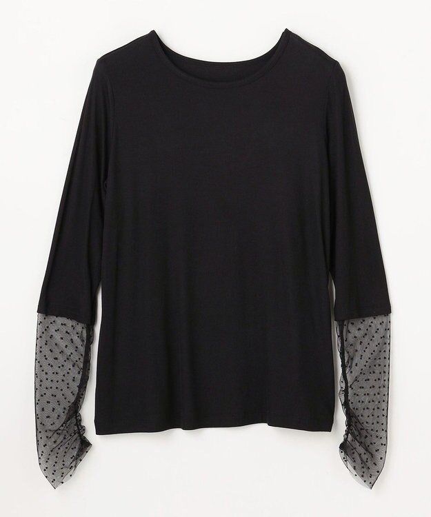 ANY 袖ドットチュールコンビインナー ブラック