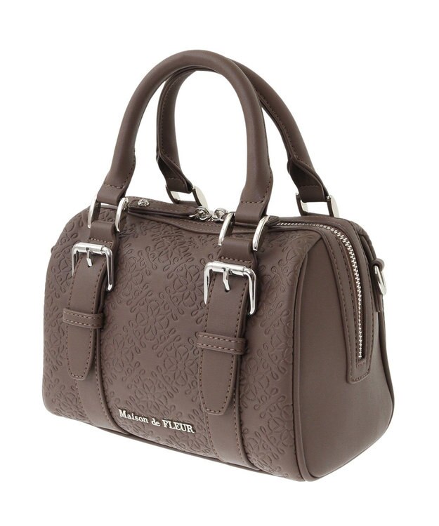 Maison de FLEUR FLEURモノグラムミニボストンバッグ Brown