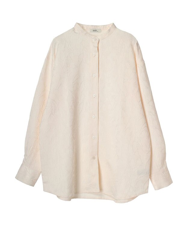 earth music&ecology フラワージャガードシャツ Ivory