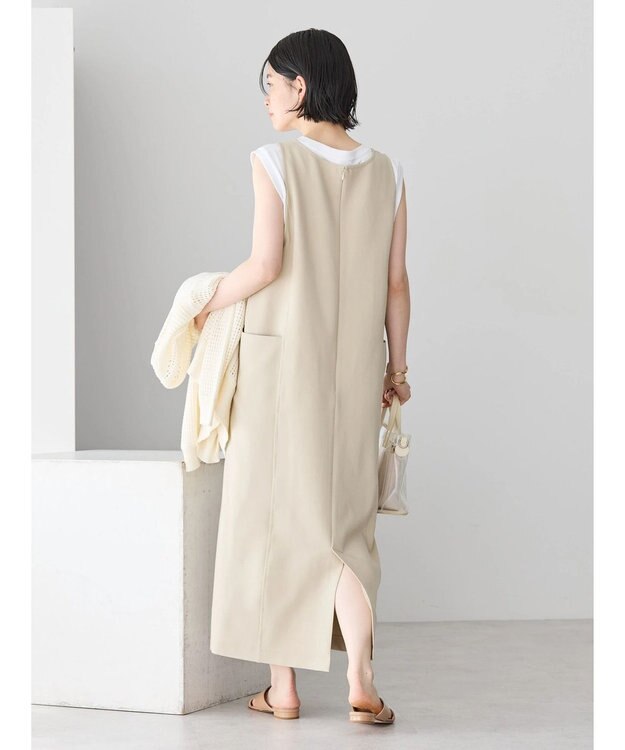 AMERICAN HOLIC イージーケアＵネックＩラインワンピース Gray Beige