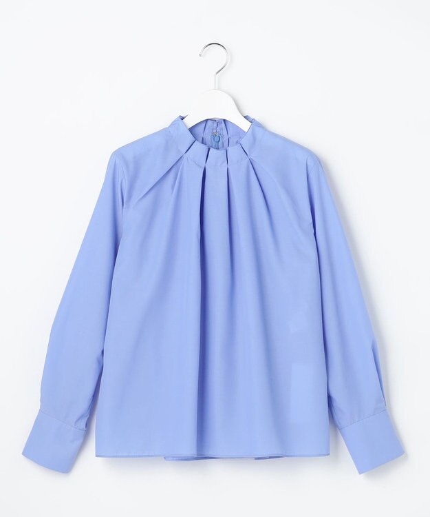 自由区 L 【カタログ掲載】ナチュラルタッチスタンドカラー ブラウス サックス