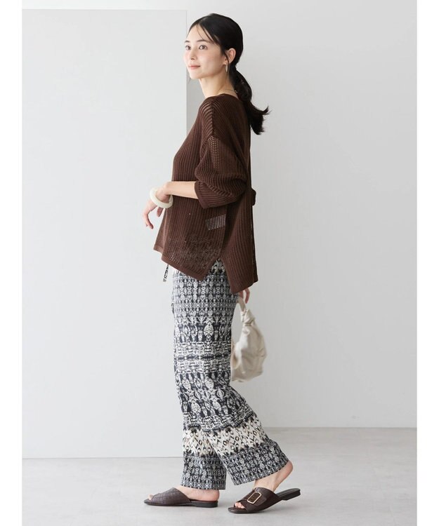 AMERICAN HOLIC 透かし編みメッシュニットプルオーバー Brown