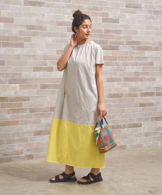 J.PRESS YORK STREET 【WOMEN】バイカラー ワンピース ライトグレー系1