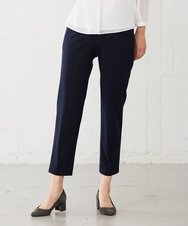 J.PRESS LADIES 【洗える・UVカット】 アルファクロスジャージー テーパード パンツ ネイビー系