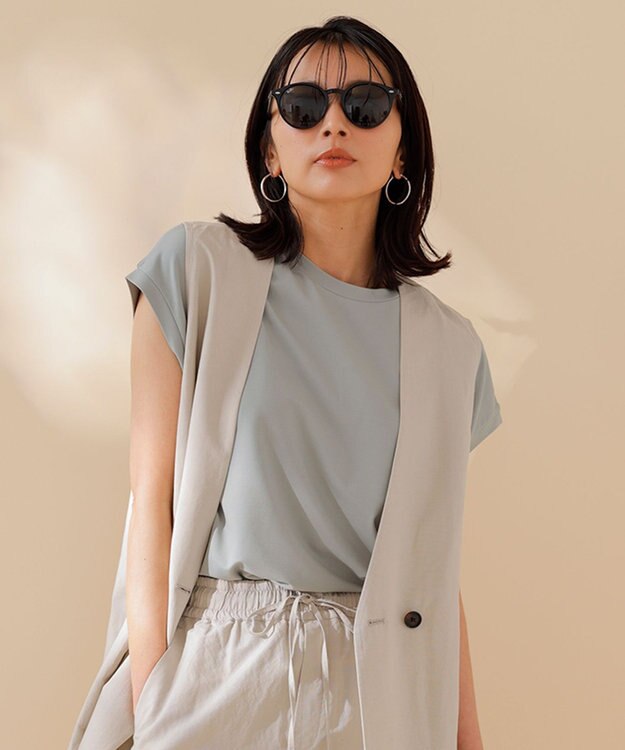 UNFILO 【Oggi 6月号掲載】BEAUTY FORM フレンチスリーブTシャツ グリーン