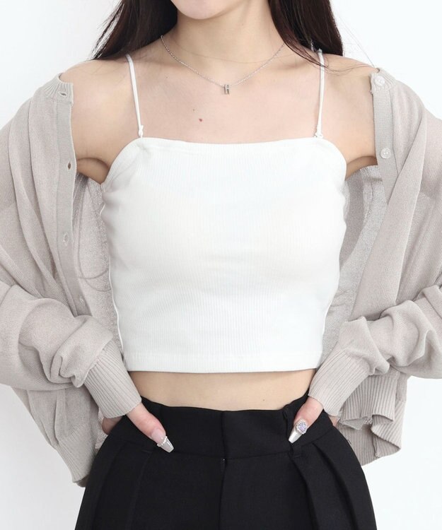 WEGO 【カップ付き】なちゅ盛れ2WAYカップインショートキャミ ホワイト
