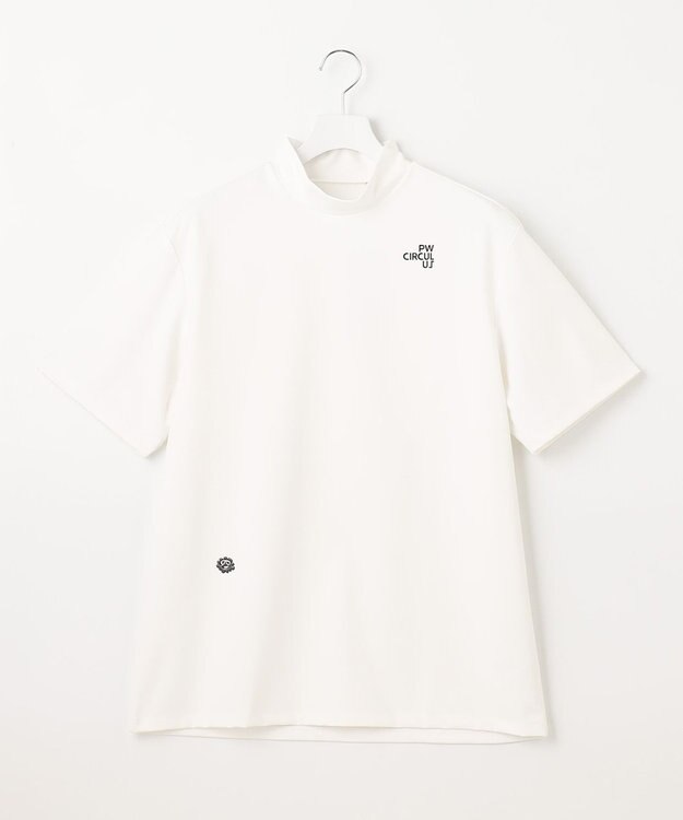 PW CIRCULUS 【MEN】【ストレッチ】バック アニマルプリント ロゴ モックネック シャツ ホワイト系