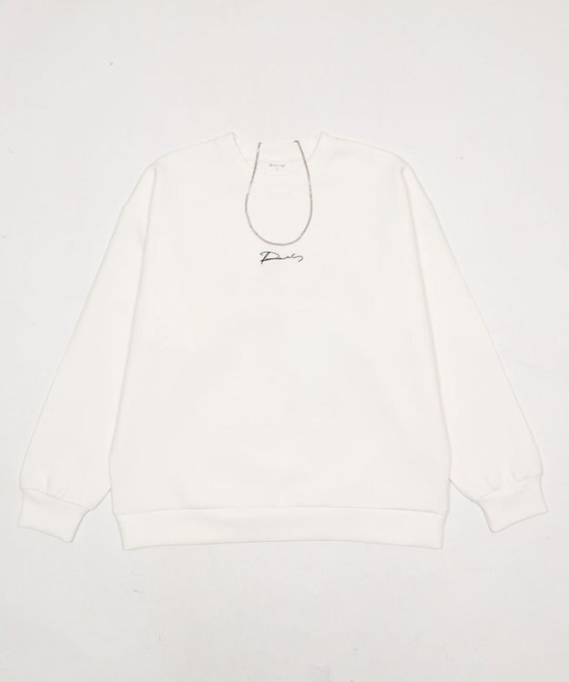 WEGO 【ユニセックス着用ITEM】アクセ付きフォトグラフィックプルオーバー ホワイト