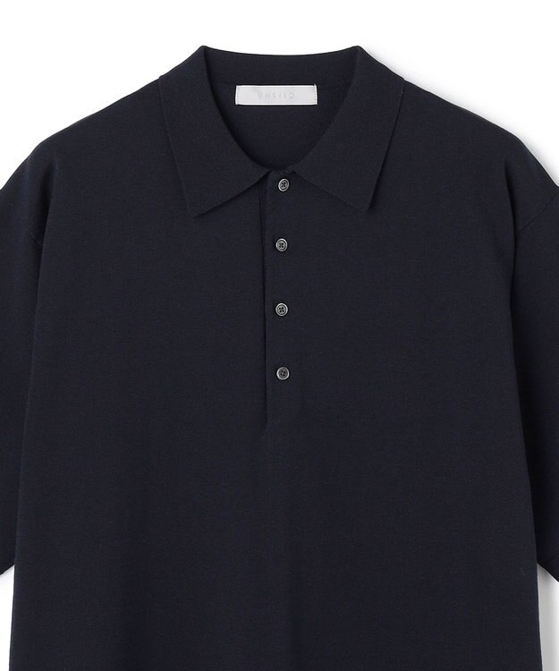 UNFILO MENS アラエルアンチピリングニット ポロ ネイビー