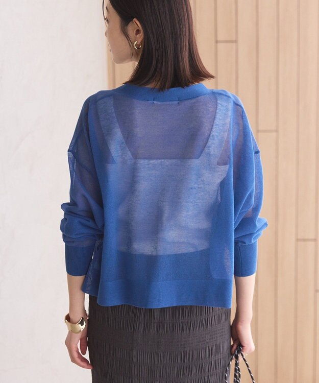 AMERICAN HOLIC ウォッシャブルショート丈シアーカーディガン Deep Blue