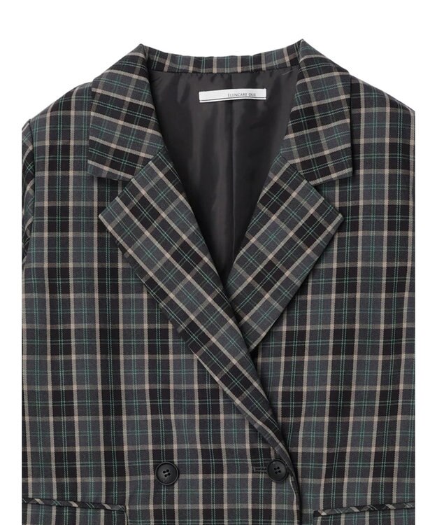 Green Parks ・ＥＬＥＮＣＡＲＥ　ＤＵＥ　チェックテーラードジャケット Charcoal Gray