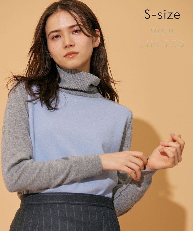 BEIGE， 【WEB限定・S-size】ROGAN / タートルネックニット Sax×L Gray