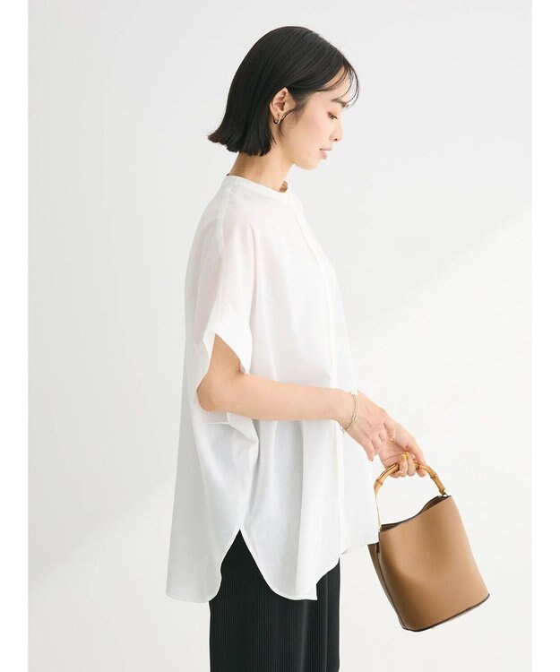 Green Parks 綿麻混ポンチョ風シャツ Off White